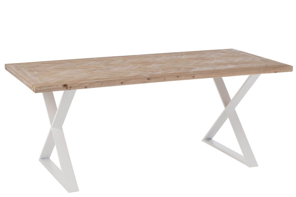 [25015] Table Zigzag Wood/Metal Natural/White