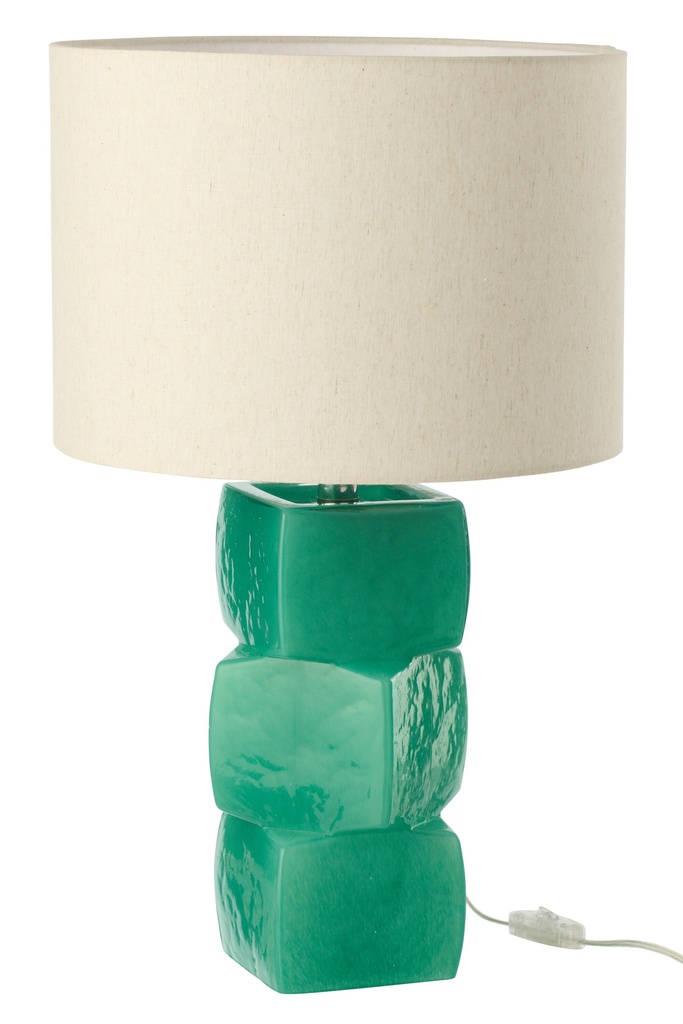 [63894] TABLE LAMP 3 CUBES GLASS DARK GREEN