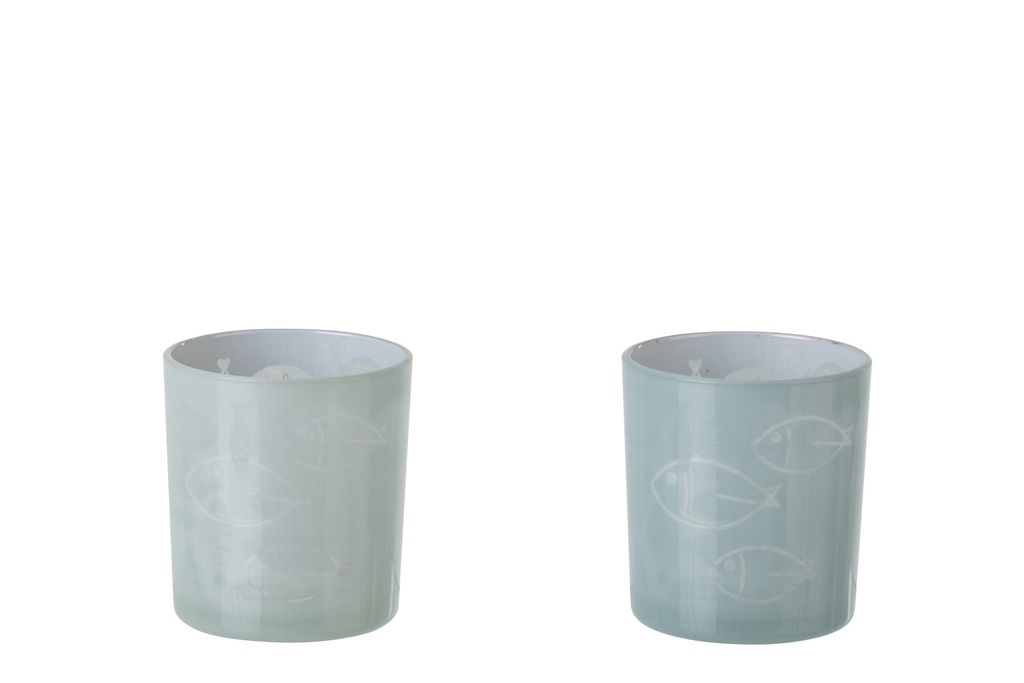 Tealight Holder Fish Glass Grey