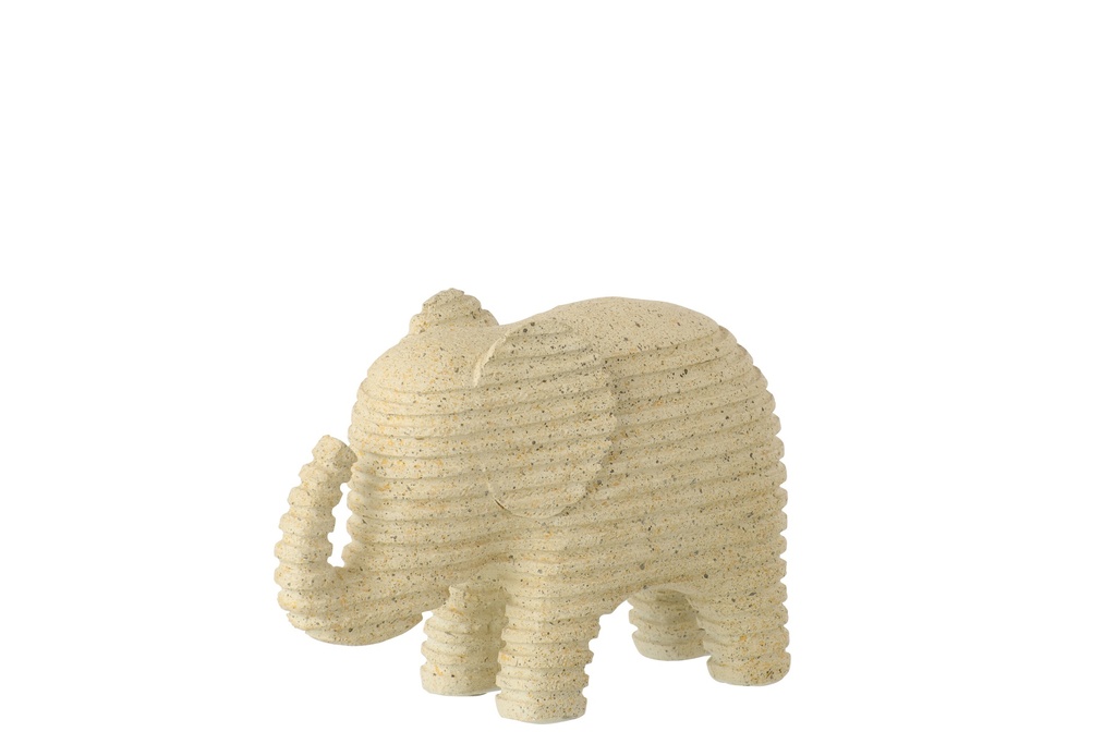 Elephant Striped Polyresin Beige Small