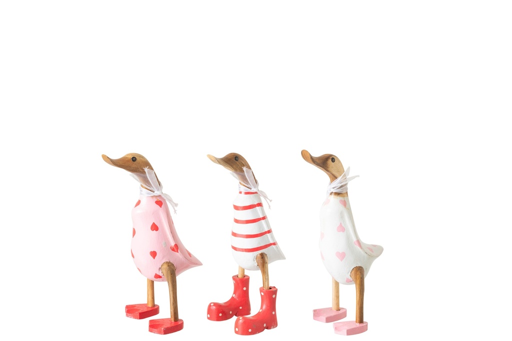 Duck Hearts/Lines Bamboo Root Pink/White