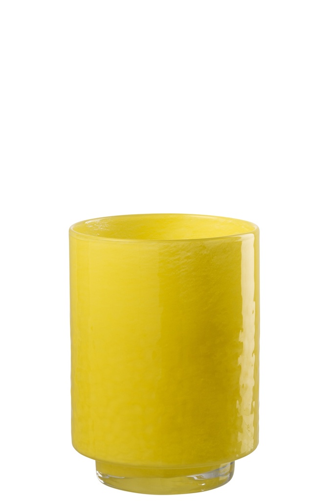 Vase Cylinder Relief Glass Yellow