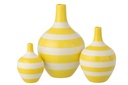 Set Of 3 Vase Striped Porcelain