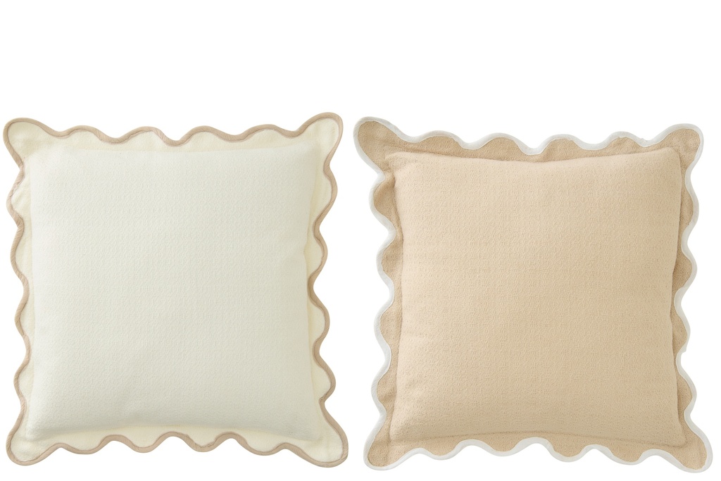 Cushion Scalloped Cotton White/Beige Assortment