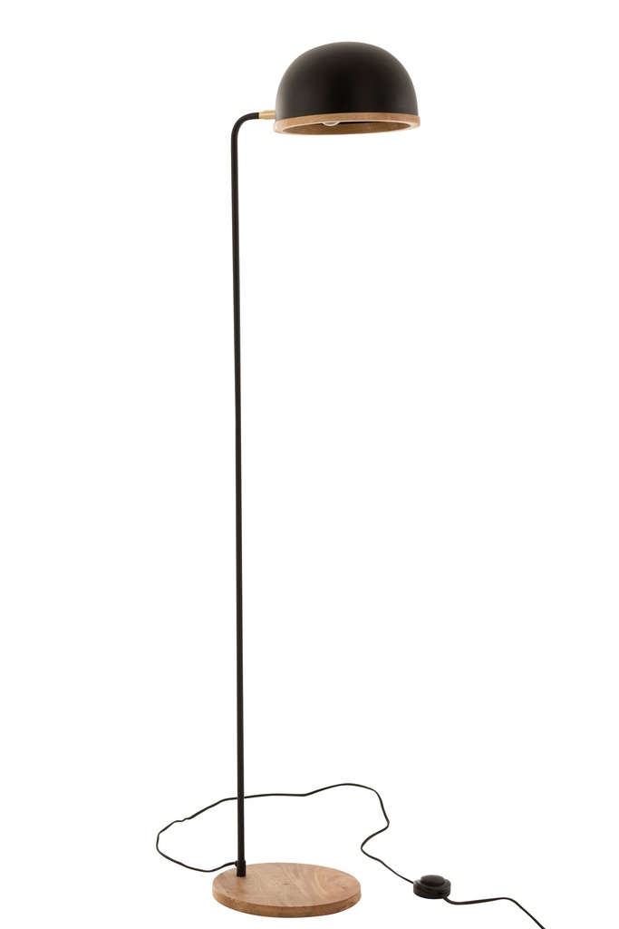 [15654] Lampadaire Evy Fer/Bois Noir/Naturel