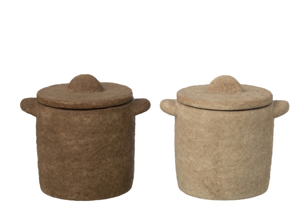 Jar Decorative Round Cement Beige/Dark