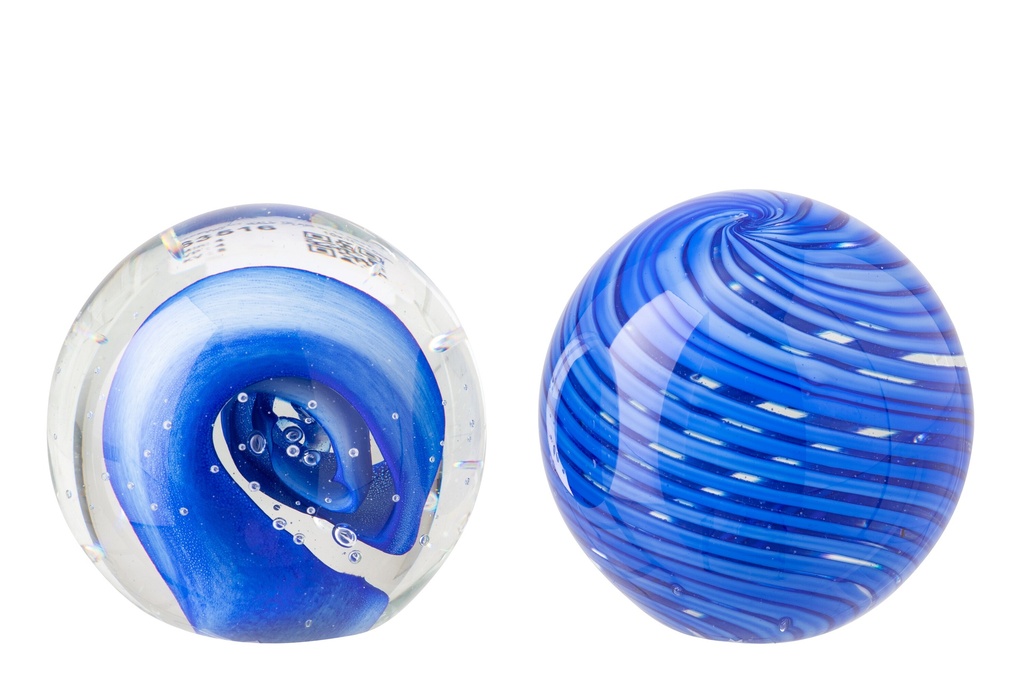 Paperweight Ball Glass Blue Medium