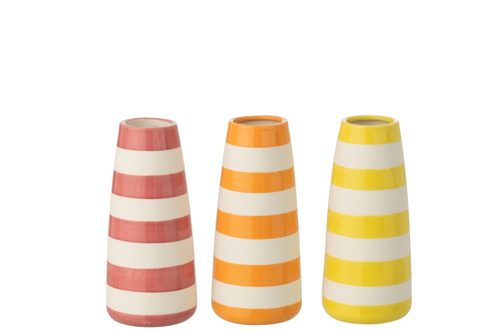 Vase Striped Porcelain Multicolored Large