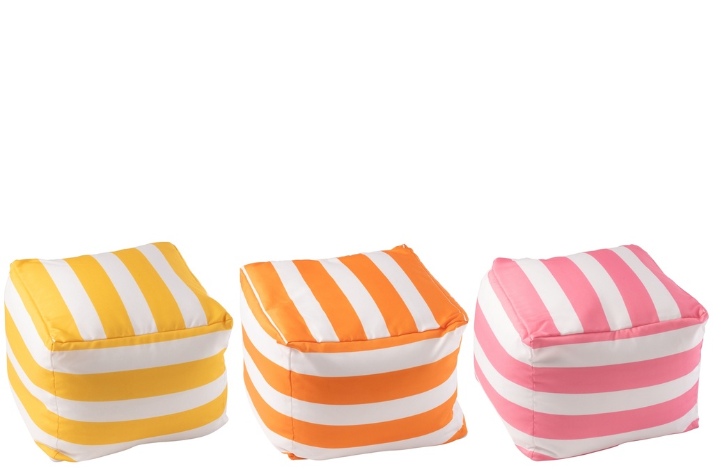 Set Of 3 Outdoor Pouffe Striped