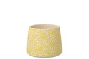 Flowerpot Round Flowers Cement Yellow