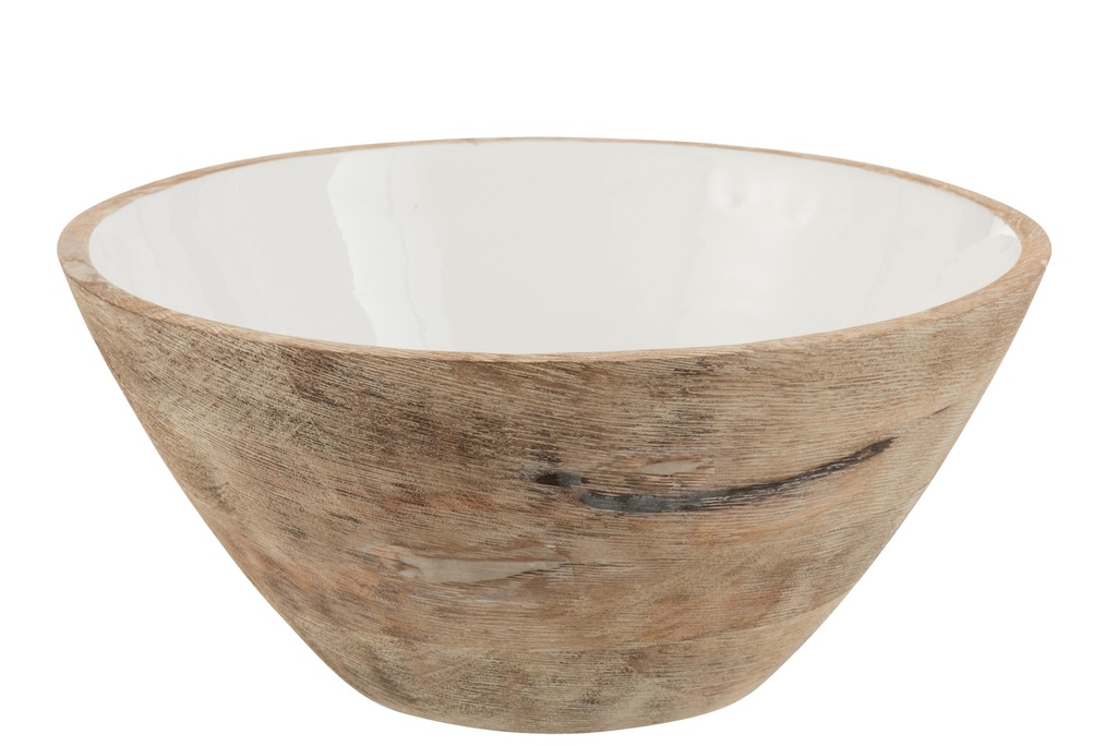 [1620] Bowl Mango Wood White Large