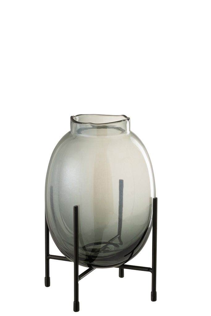 [18625] Vase On Foot Border Ribbed