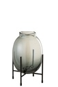 Vase sur pied bordure côtelée