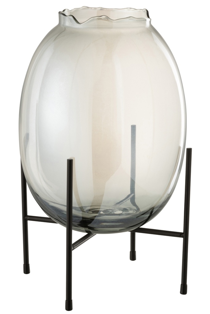 [18626] Vase On Foot Border Ribbed