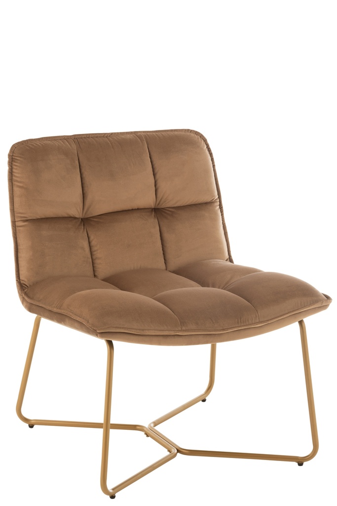 [19513] Fauteuil Lounge Lisa Métal/Textile Marron