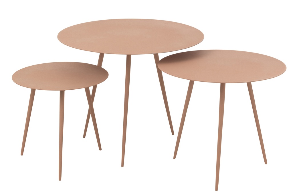 [30076] Lot de 3 tables d'appoint en fer ancien