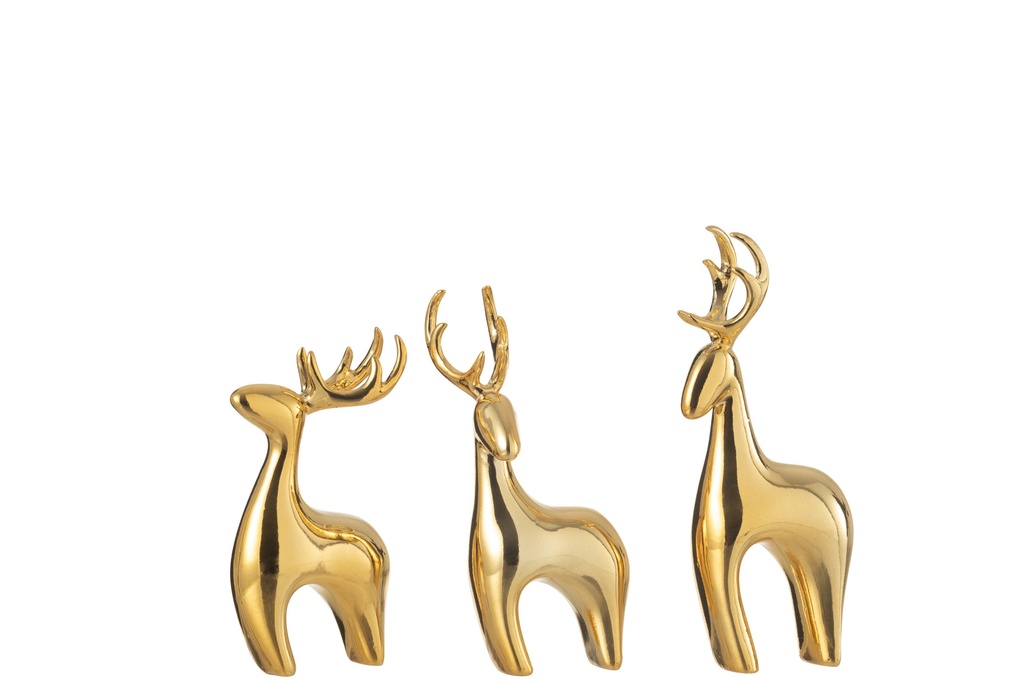 Set Of 3 Reindeer Resin Electroplated