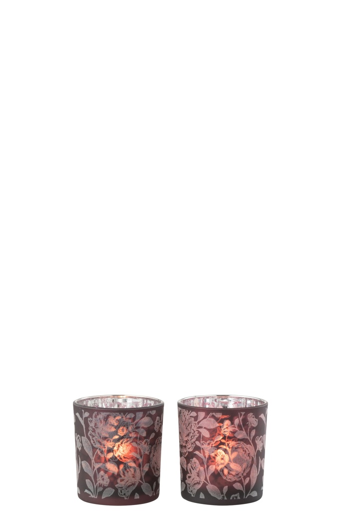 Tealicht Holder Flowers Glass Mat