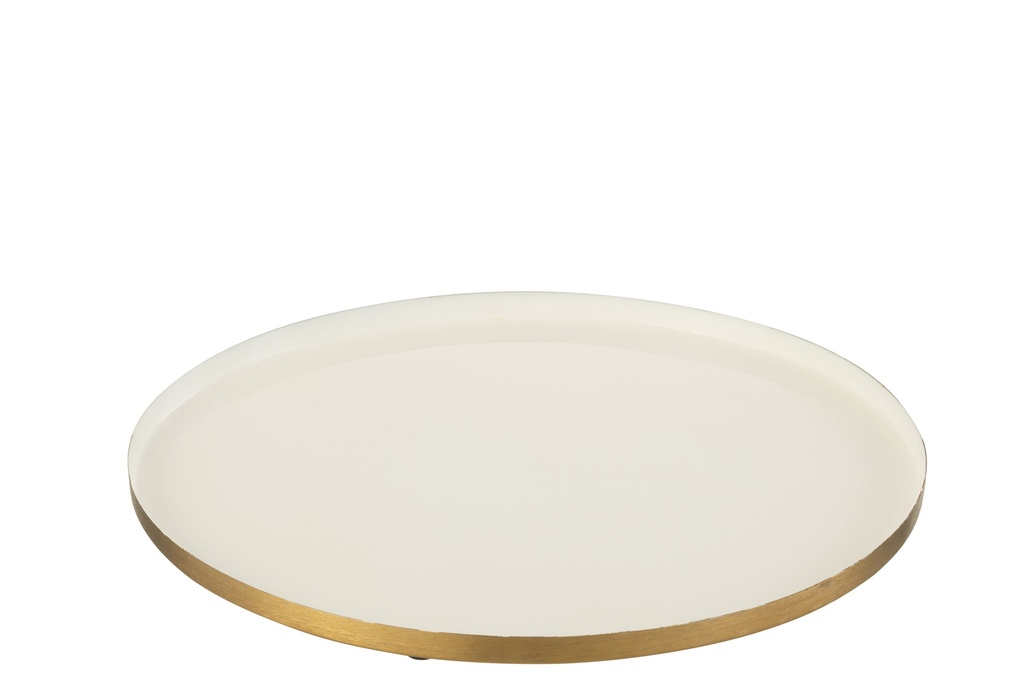Plateau Rond Métal Blanc/Doré