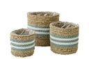 Set Of 3 Flowerpot Striped Seagrass