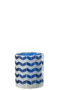 Candle Holder Glass Blue/White Medium