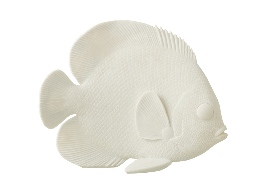 [40491] Poisson plat en polyrésine blanc L