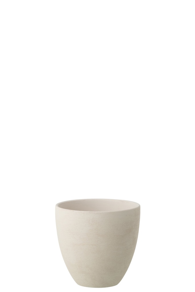 Flowerpot Round Pottery White Medium