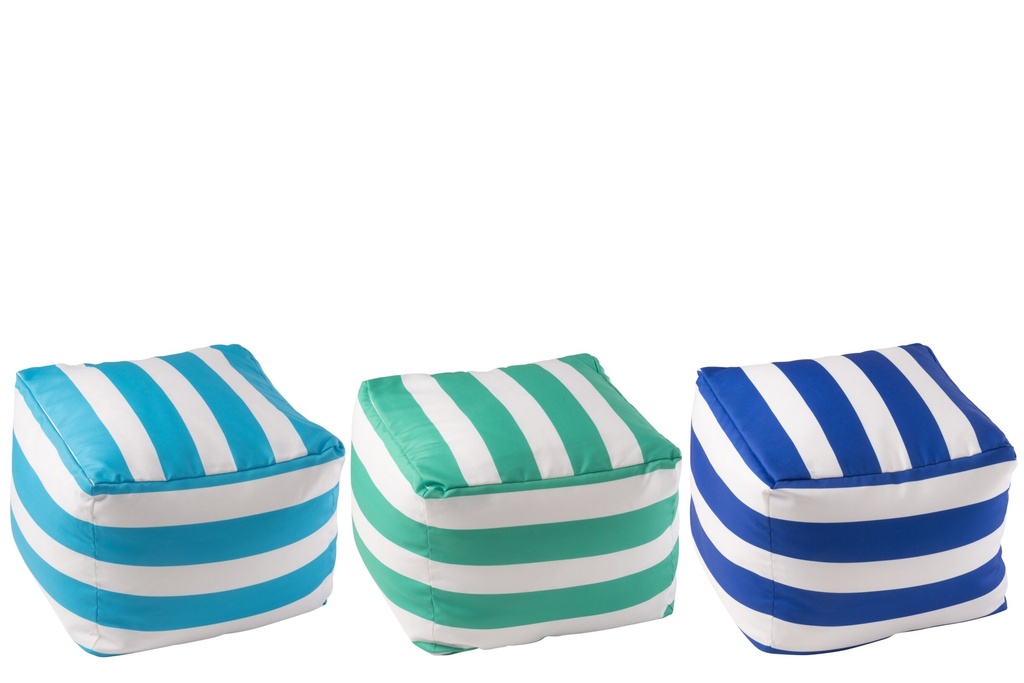 Set Of 3 Outdoor Pouffe Striped