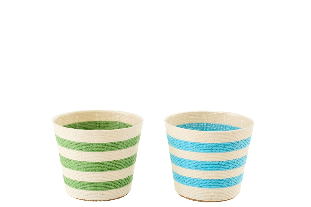 Flowerpot Striped Paper Azure Blue/Green