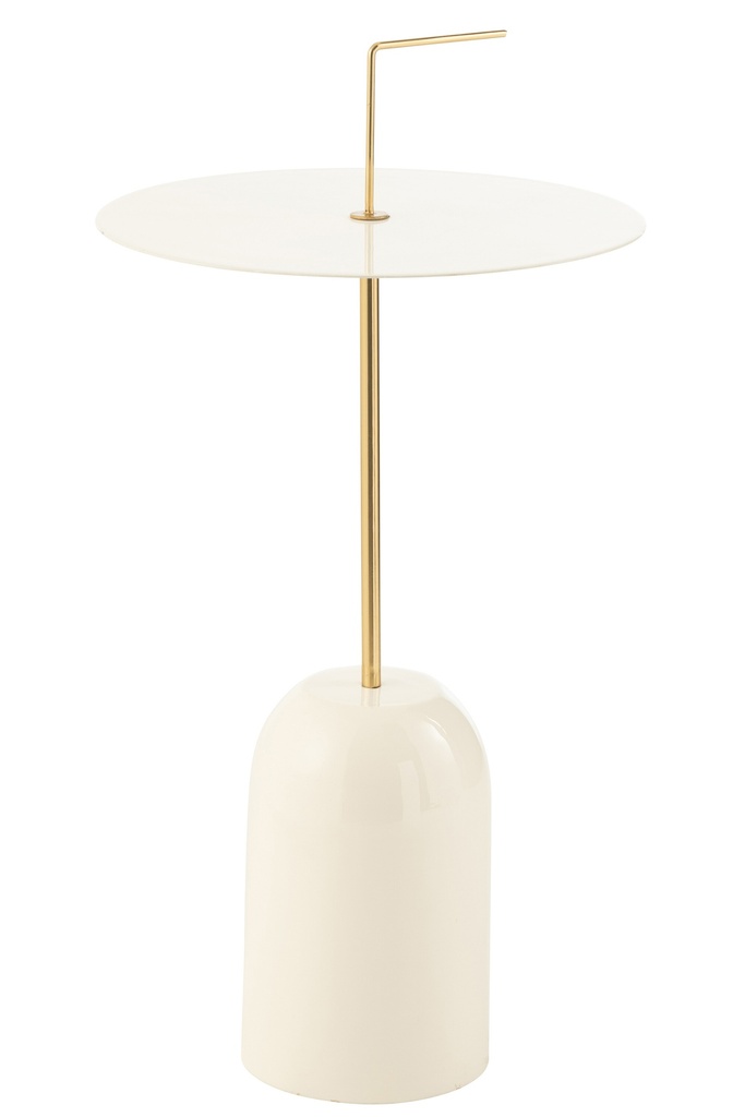 [46086] Table d'appoint Disque Métal Blanc/Doré