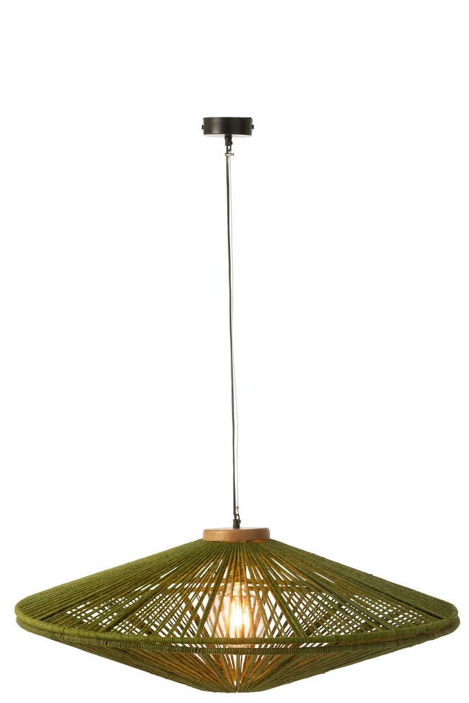 [46458] Hanging Lamp Ovni Iron/Jute Green