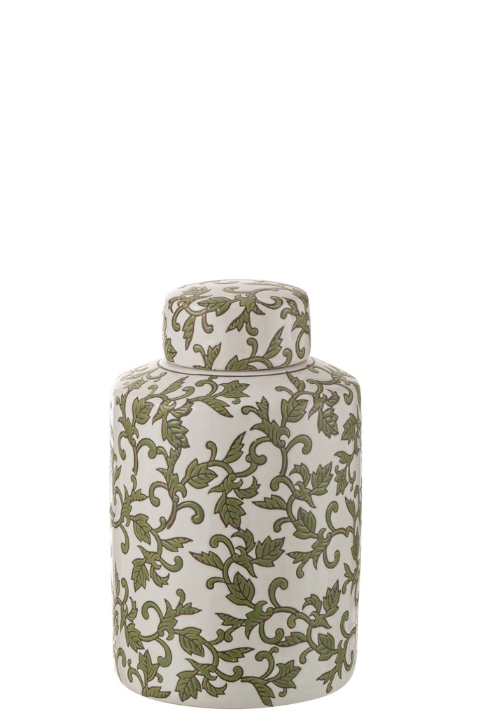 [48384] Pot décoratif Yezi en porcelaine vert/blanc