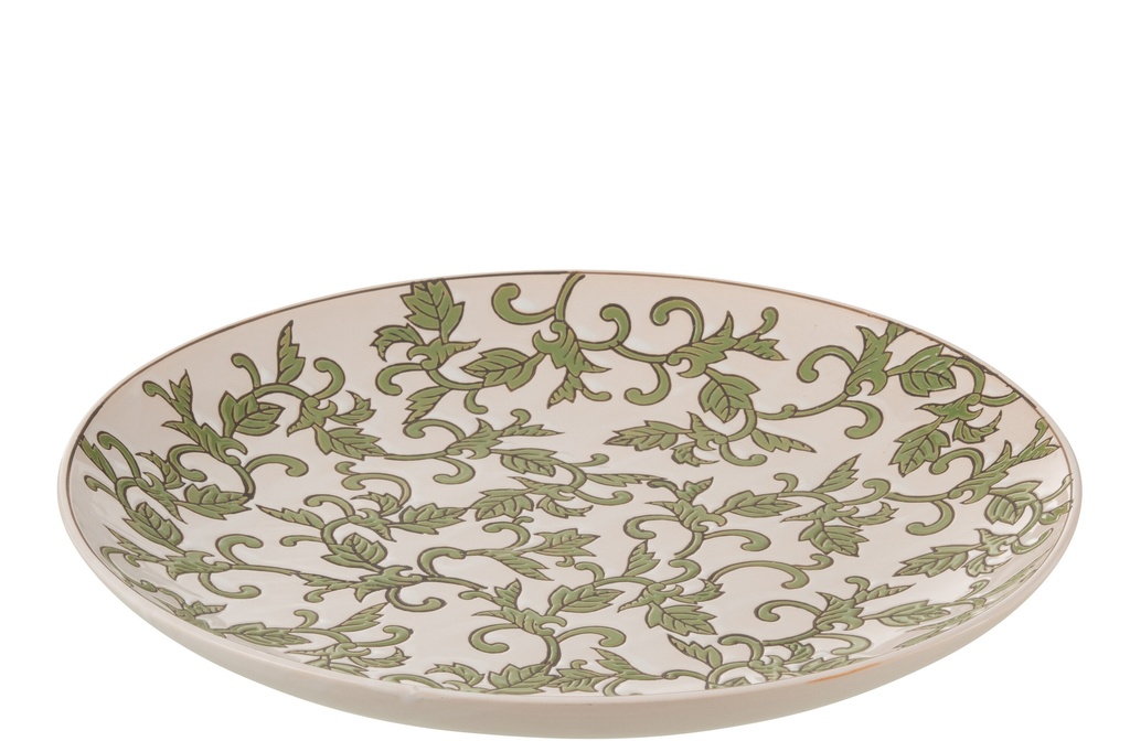[48385] Plate Decorative Yezi Porcelain Green/White