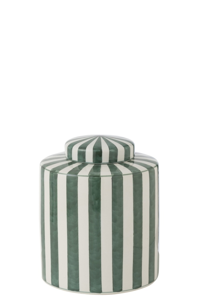 [48448] Bocal Listra Rayures Porcelaine Vert/Blanc