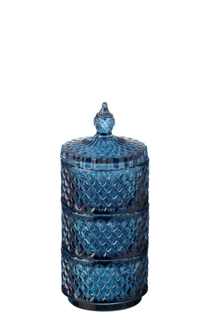 [48508] Bocal 3 Niveaux Verre Bleu