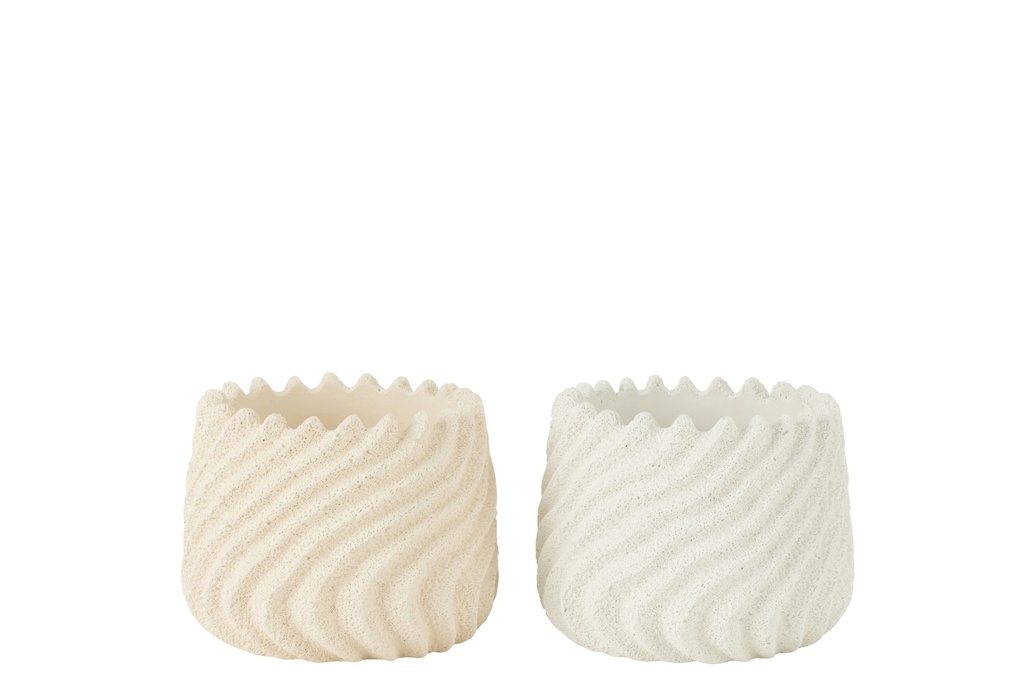 [53031] Pot de fleurs Maris Cement Blanc/Crème Moyen