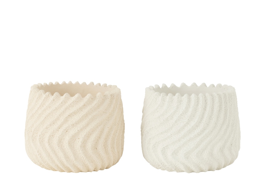 [53032] Flowerpot Maris Cement White/Cream Large