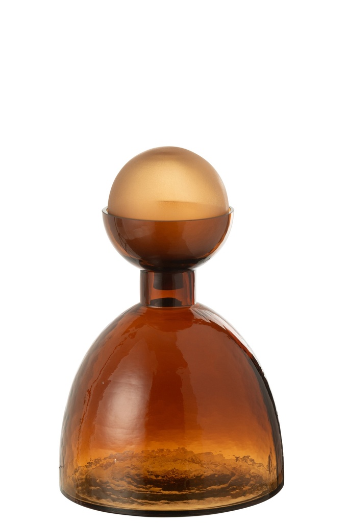 [53411] Vase Bouteille+Bouchon Yoko Verre Marron