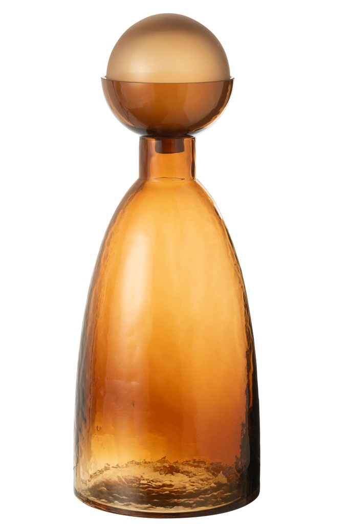 [53413] Vase Bouteille+Bouchon Yoko Verre Marron