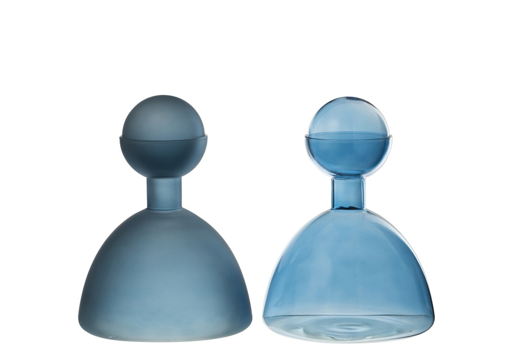 [53443] Vase Bouteille + Bouchon Rond Verre Brillant/Mat