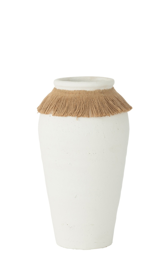 [54666] Vase Ibiza Argile/Roseau Blanc/Naturel Grand