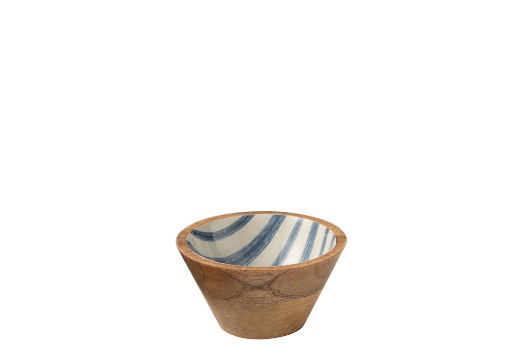 [54861] Bol Rayures Bois de Manguier Bleu/Blanc