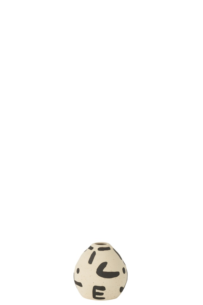 Vase Kira Round Stoneware White/Black