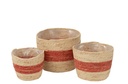 Lot de 3 paniers à rayures en maïs
