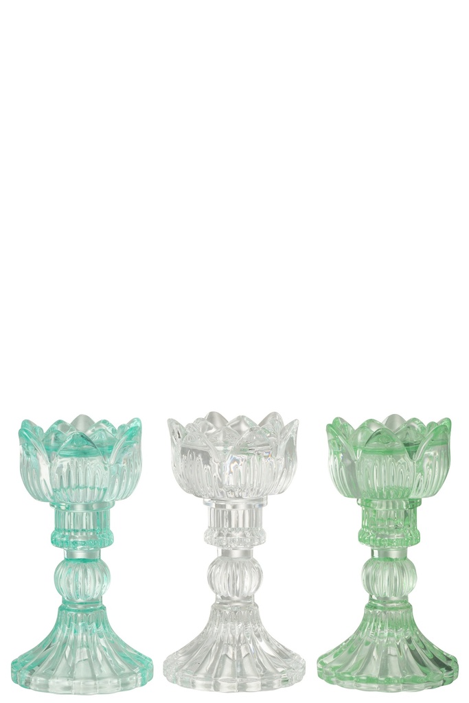 Bougeoir Rose Verre Froid