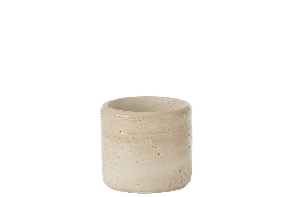 Pot de fleurs rond Olina en ciment crème