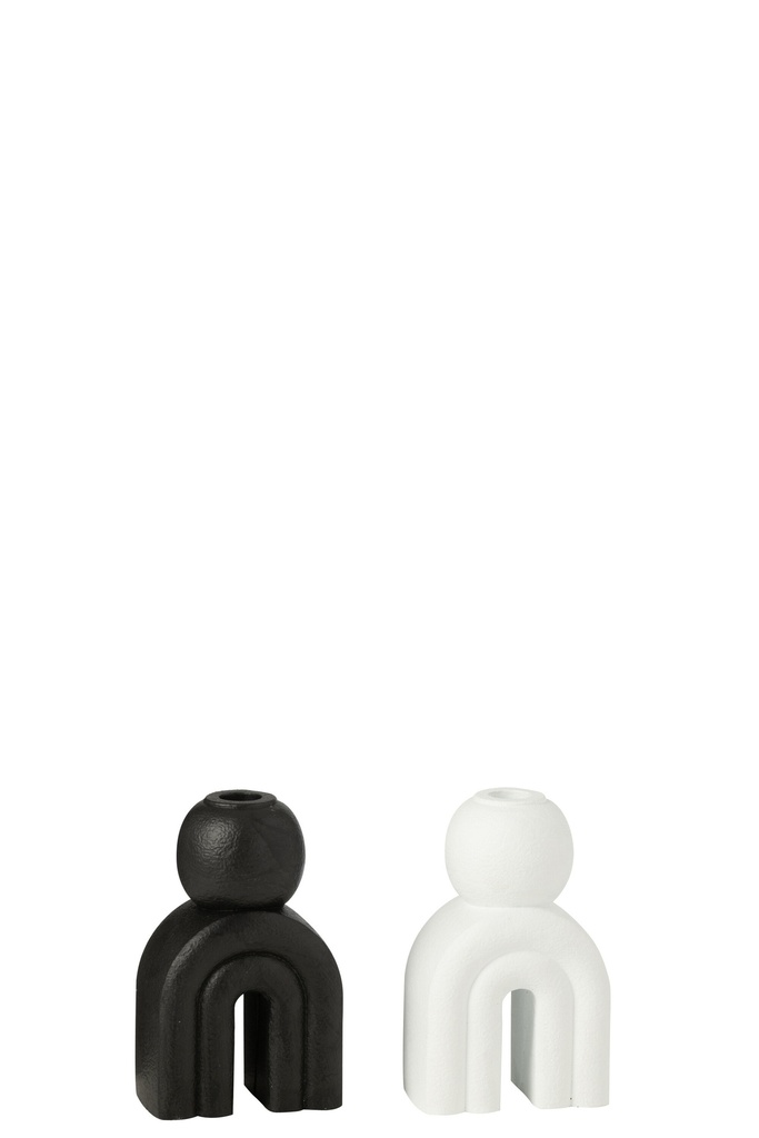 Bougeoir moderne en ciment noir/blanc