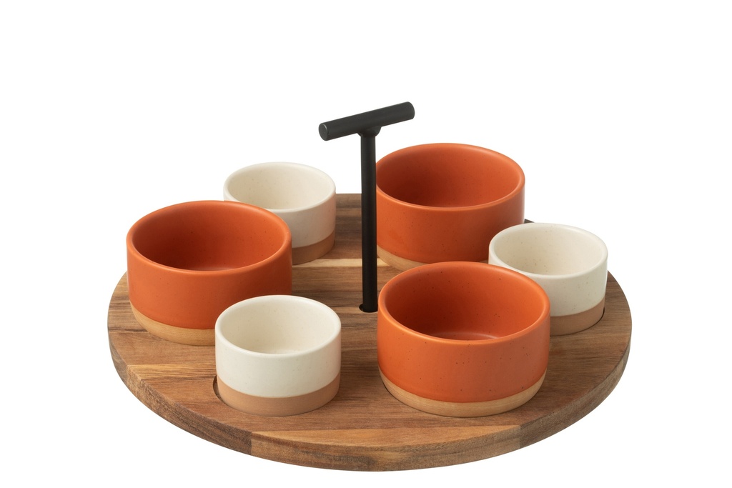 Tapas Service 6 Sets+Wood Tray