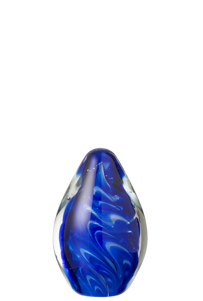 Presse-papier Polypus Ovale Verre Transparent/Bleu