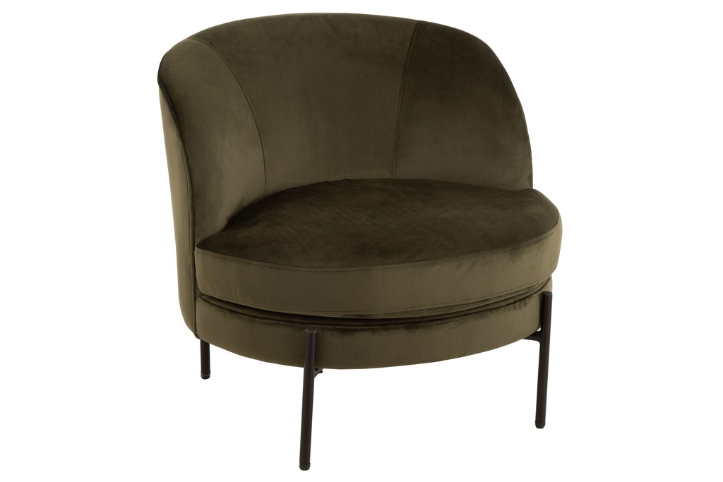 [15409] Fauteuil Lounge Rond Textile/Métal Vert